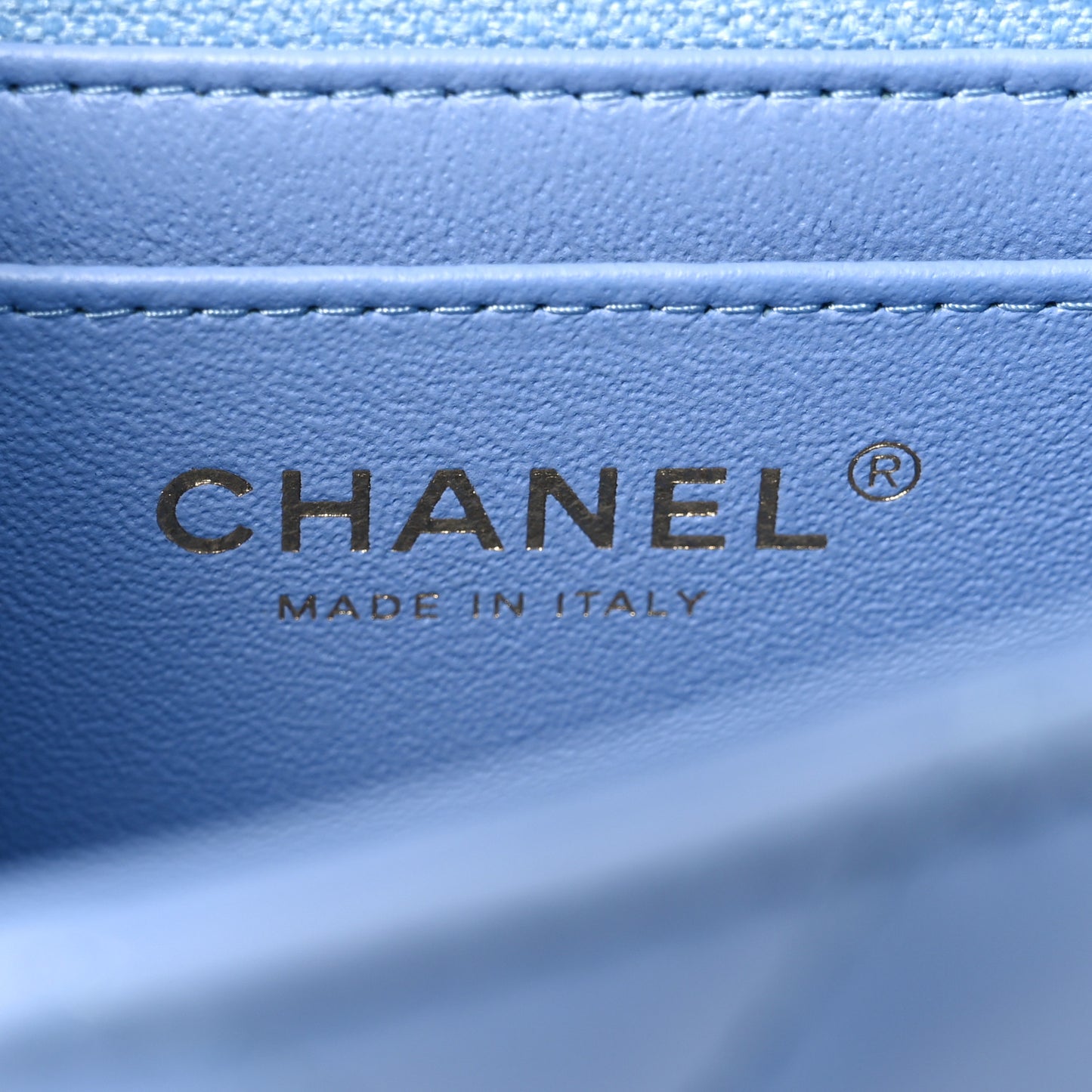 Lambskin Quilted Mini Rectangular Flap Light Blue