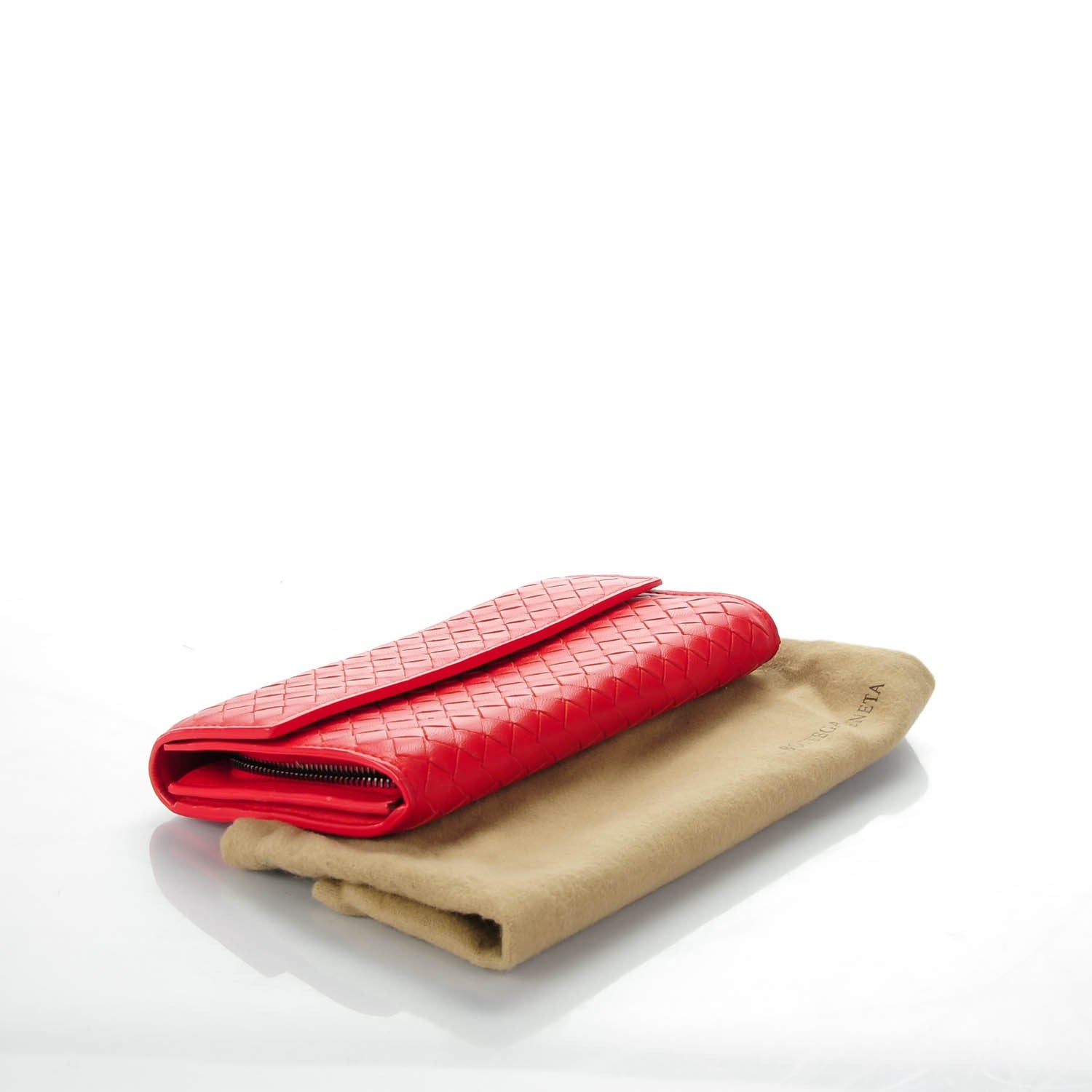Bottega Veneta Nappa Intrecciato Continental Flap Wallet Red 4 of 8