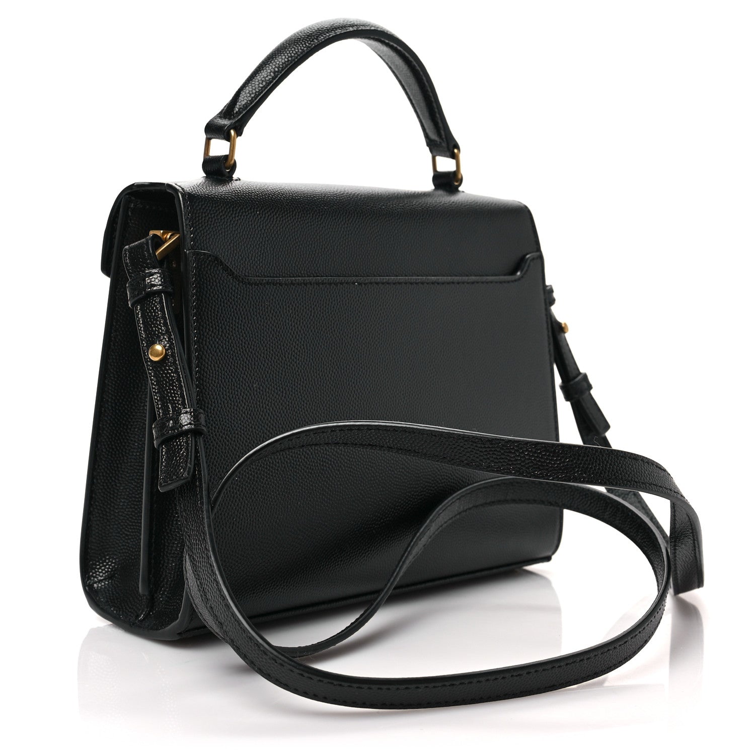 Saint Laurent Grain de Poudre Mini Classic Monogram Cassandra Top Handle Black 3 of 7