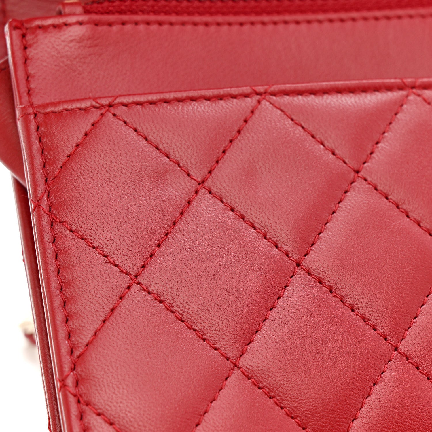 Chanel Lambskin Quilted Trendy CC Wallet On Chain WOC Red 13 of 13