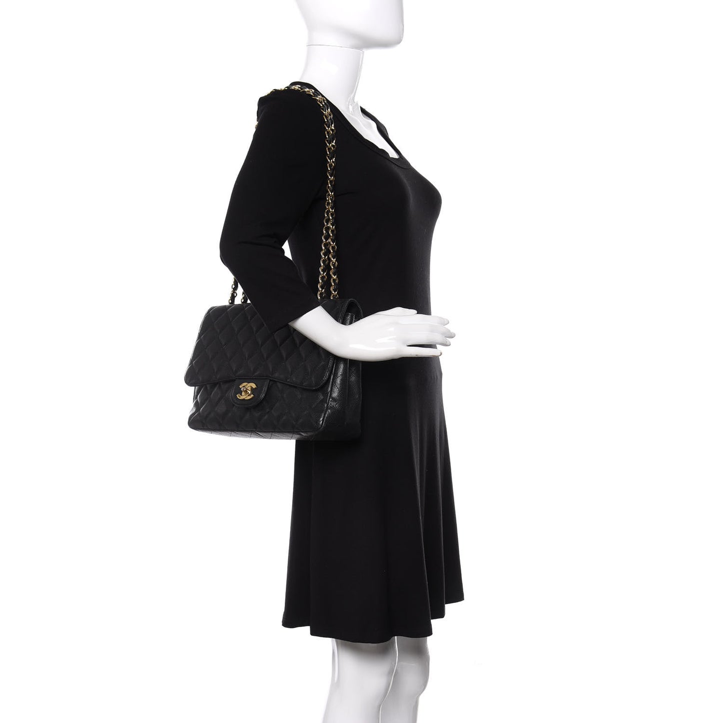 Caviar Quilted Jumbo Single Flap Black