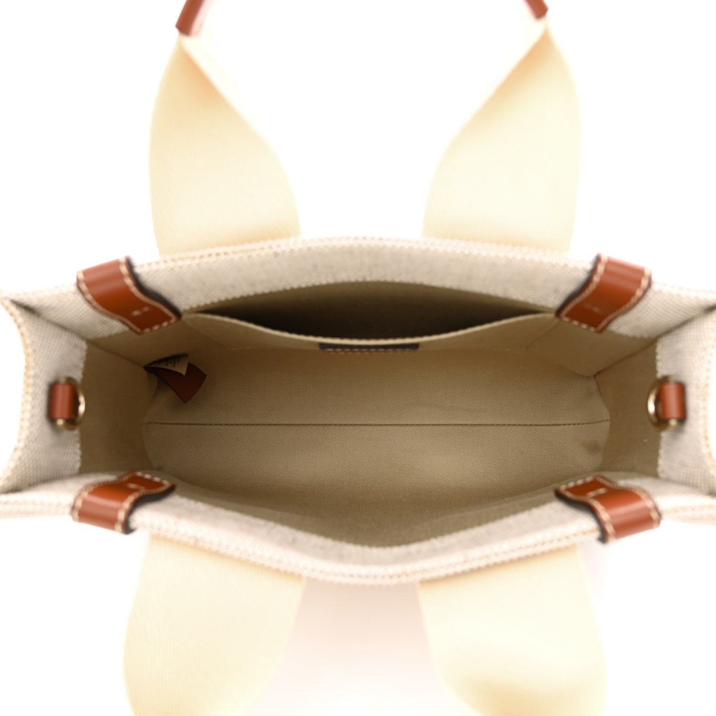 Cotton Calfskin Small Woody Ribbon Tote With Strap White Brown