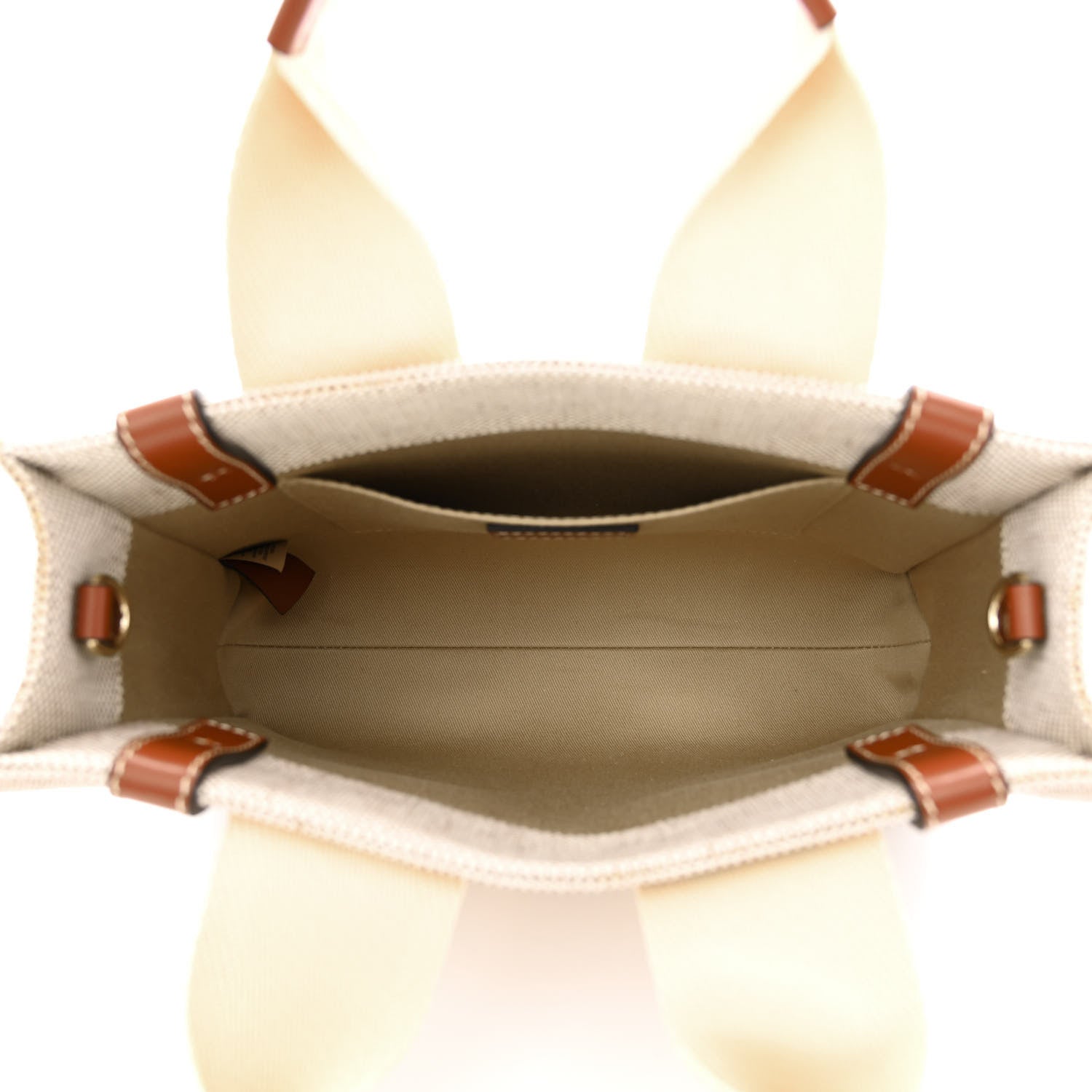 Chloe Cotton Calfskin Small Woody Ribbon Tote With Strap White Brown 5 of 10