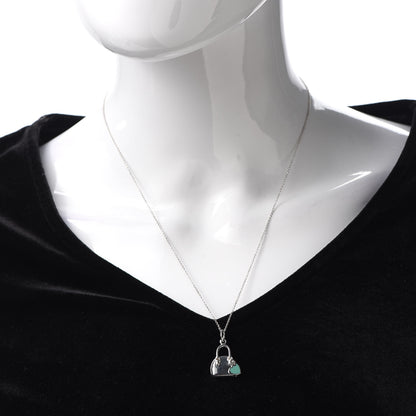 Tiffany Sterling Silver Enamel Handbag Charm Necklace Blue 2 of 5