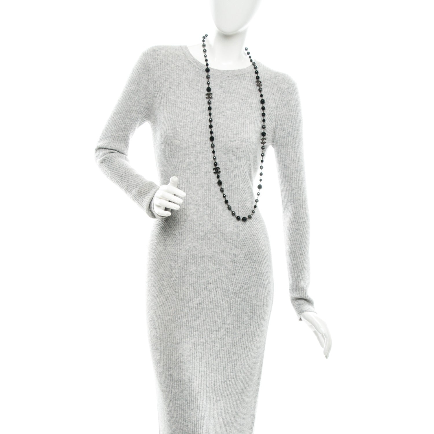 Chanel Ruthenium Pearl Beaded CC Long Necklace Black 2 of 4