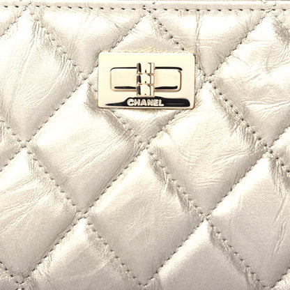 Chanel Metallic Aged Calfskin Quilted Medium 2.55 Reissue Cosmetic Case Gold 8 of 9