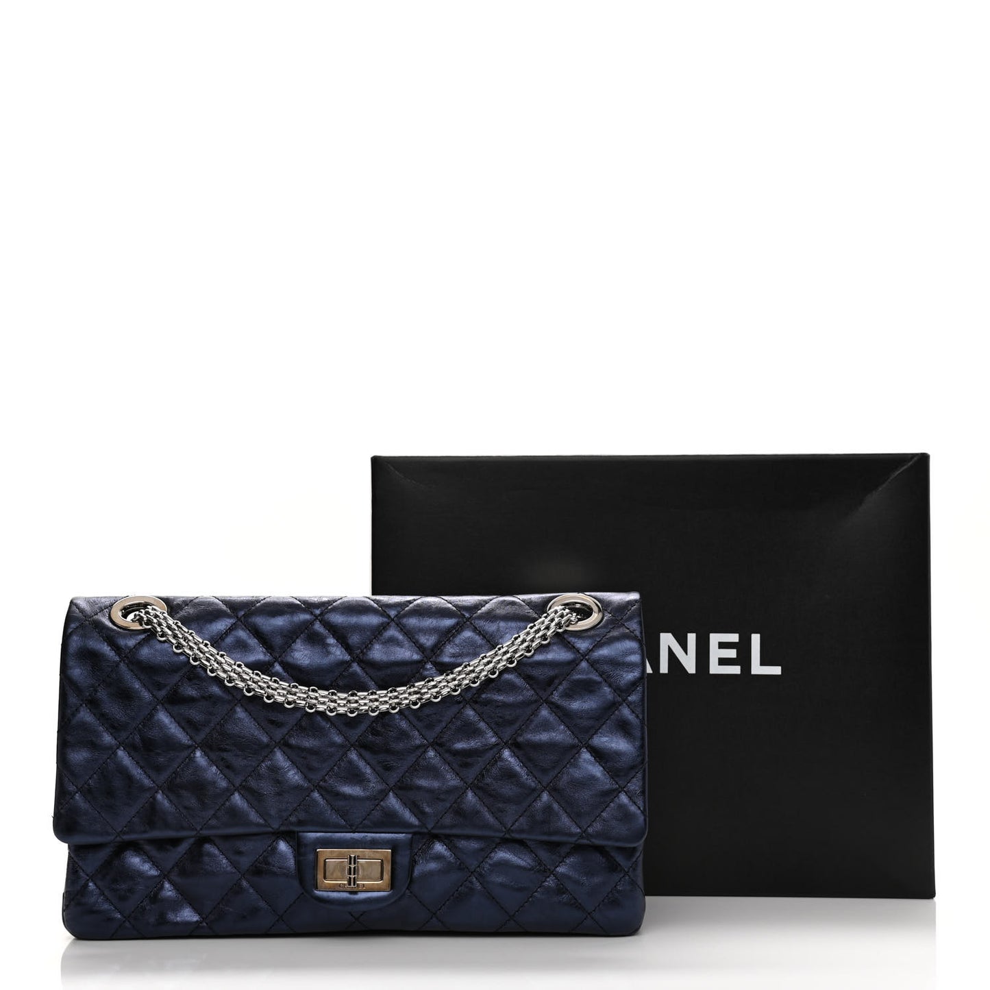 Aged Calfskin Quilted 2.55 Reissue 228 Flap Blue
