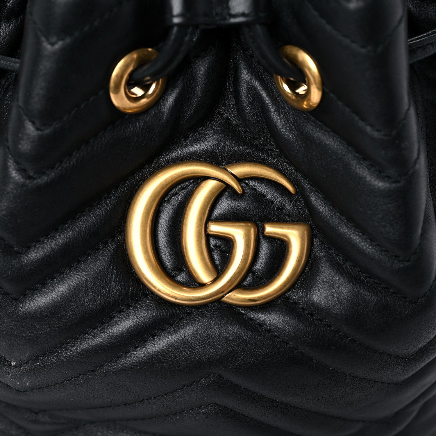 Gucci Calfskin Matelasse Sylvie Web GG Marmont Bucket Bag Black 15 of 16