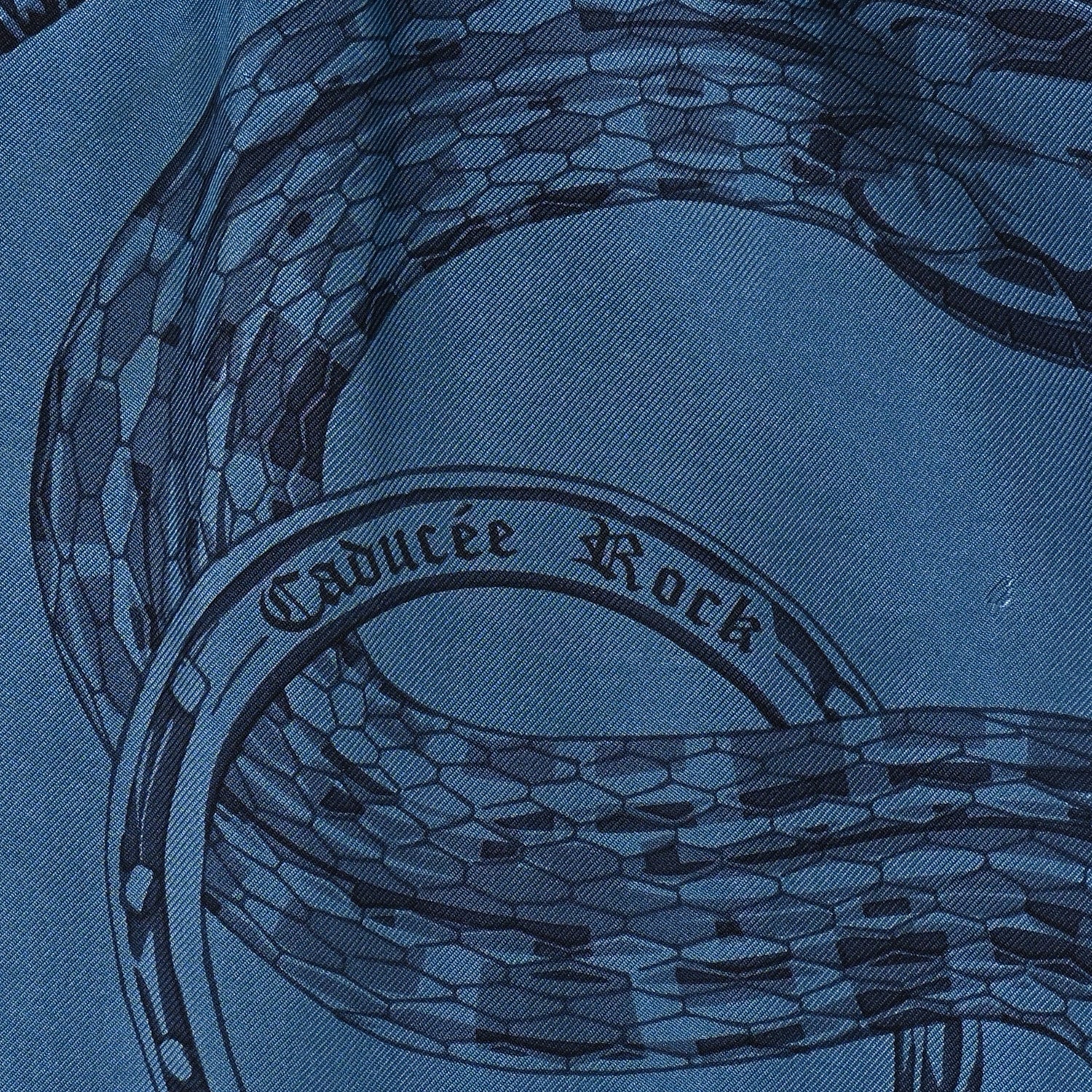 Hermes Silk Caducee Rock Tie and Dye Scarf 100 Blue Jean Marine 5 of 7