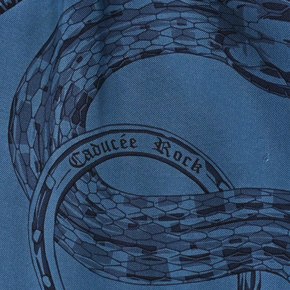 Hermes Silk Caducee Rock Tie and Dye Scarf 100 Blue Jean Marine 5 of 7