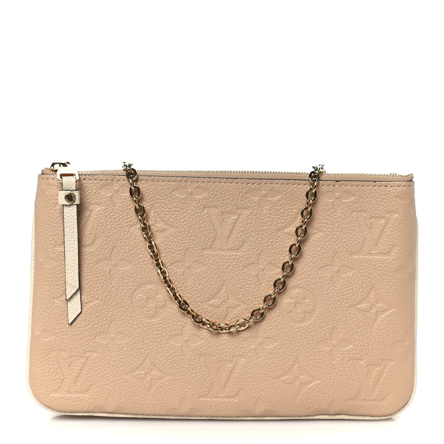 Empreinte Double Zip Pochette Beige Rose Creme Beige Rose Creme