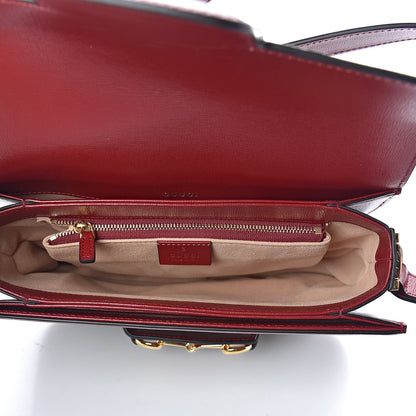 Gucci GG Supreme Monogram Azalea Calfskin Horsebit 1955 Shoulder Bag Beige Ebony New Cherry Red 5 of 10