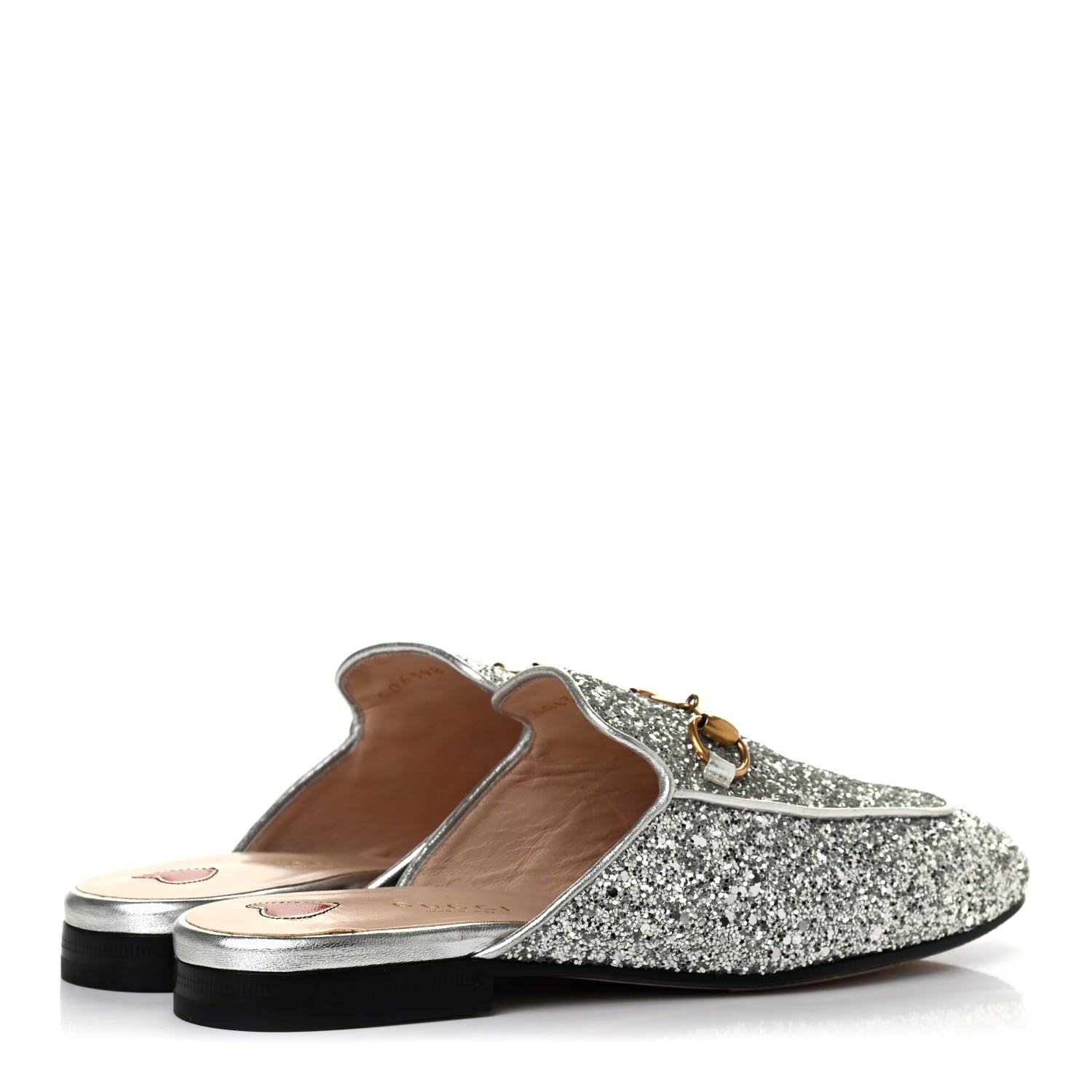 Gucci Glitter Womens Princetown Slippers 36 Silver 3 of 4