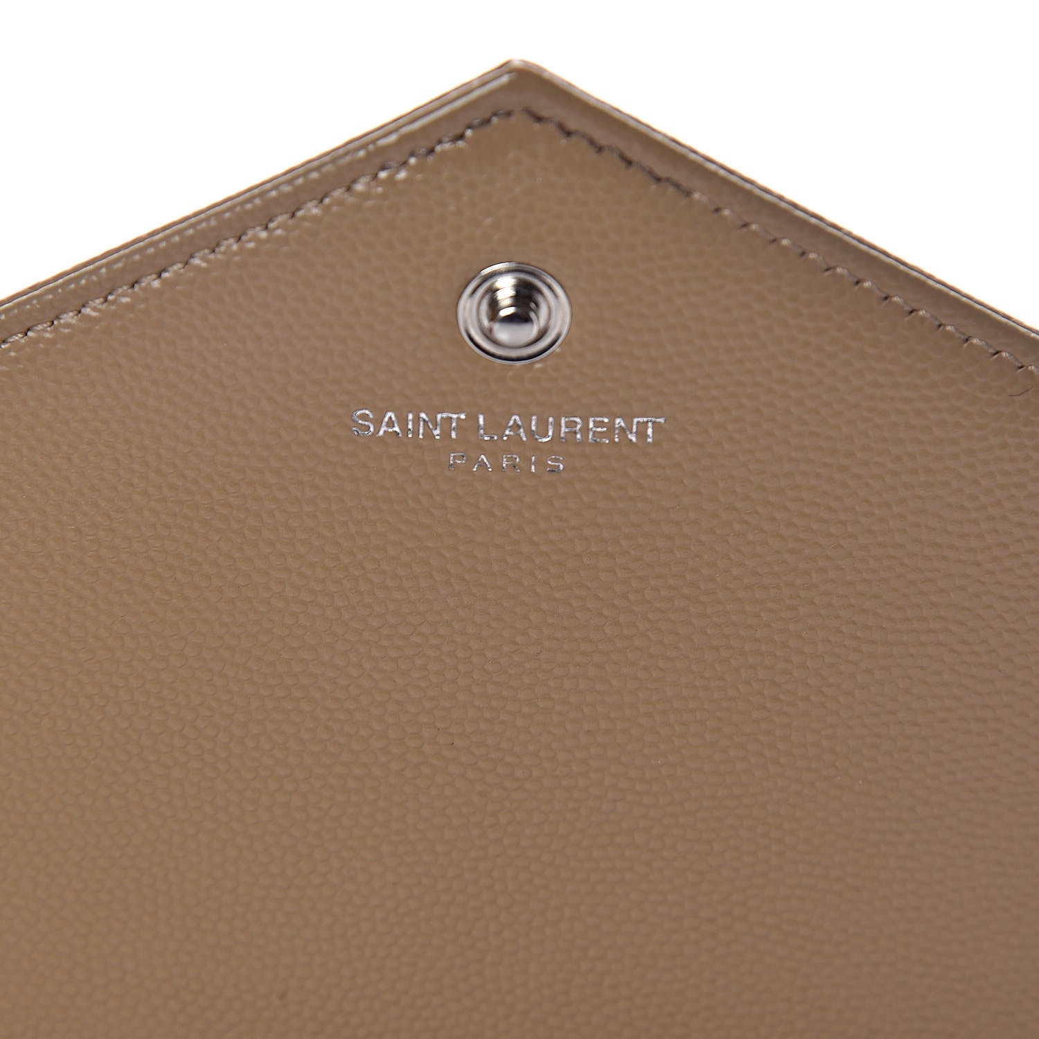 Saint Laurent Grain De Poudre Matelasse Chevron Monogram Chain Wallet Deep Beige 6 of 15