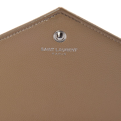 Saint Laurent Grain De Poudre Matelasse Chevron Monogram Chain Wallet Deep Beige 6 of 15