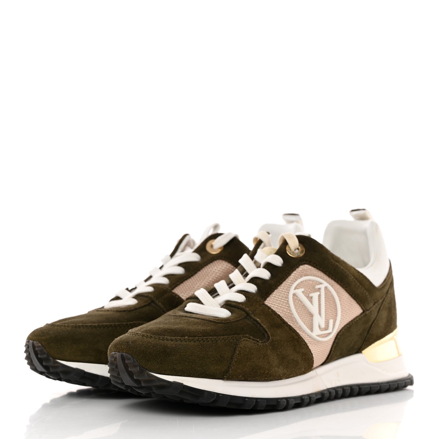 Calfskin Suede Run Away Sneakers 36 Green