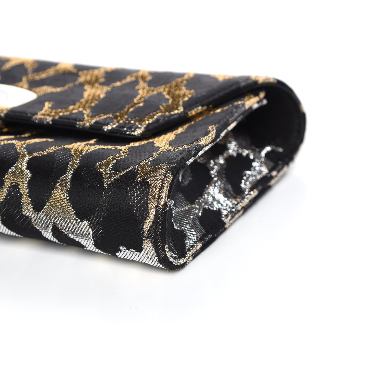 Metallic Fabric Leopard Print Vero Dodat Clutch
