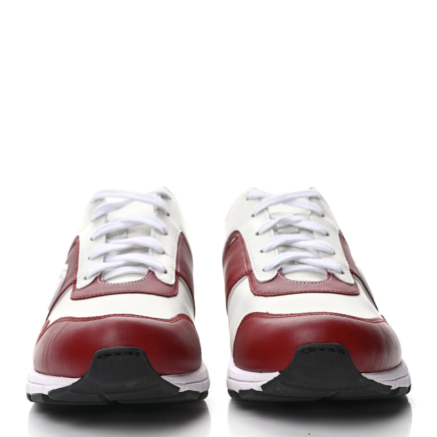 Calfskin Womens Interlocking G Sneakers 38 White Rosso