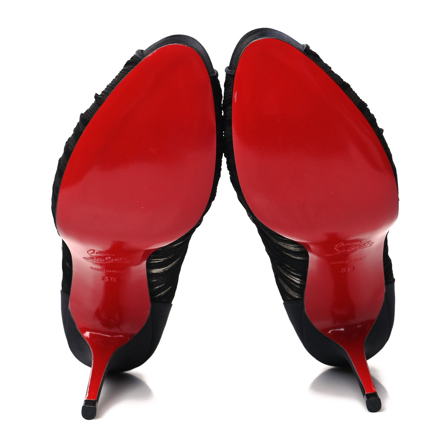 Christian Louboutin Crepe Satin Chiffon Parisienne Plato 85 Pumps 38 Black 5 of 10