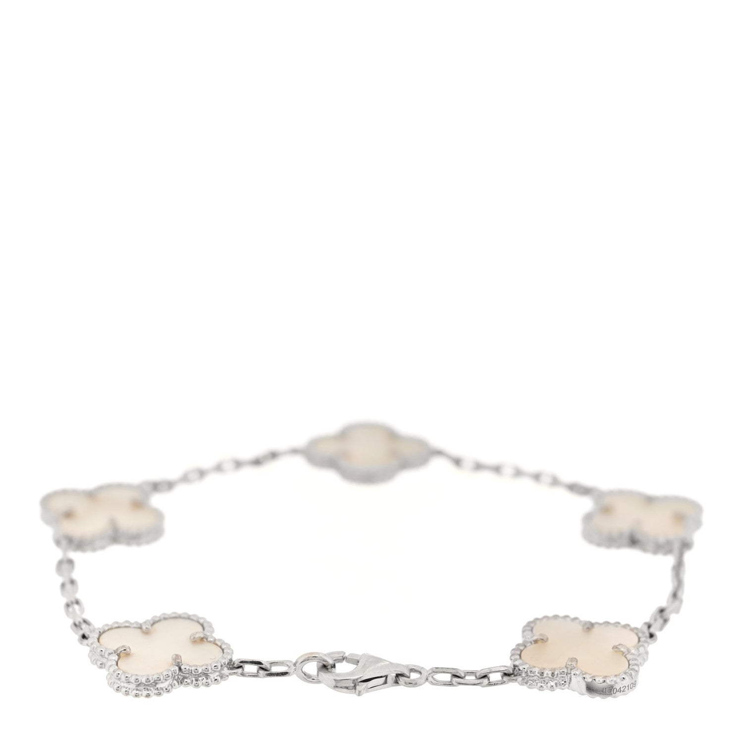 Van Cleef & Arpels VAN CLEEF &amp; ARPELS 18K White Gold Mother of Pearl 5 Motifs Vintage Alhambra Bracelet 2 of 3
