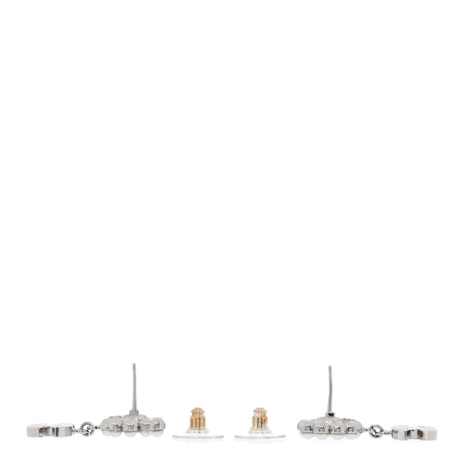 Chanel Crystal Pearl Coco Mark CC Drop Earrings Silver 3 of 4