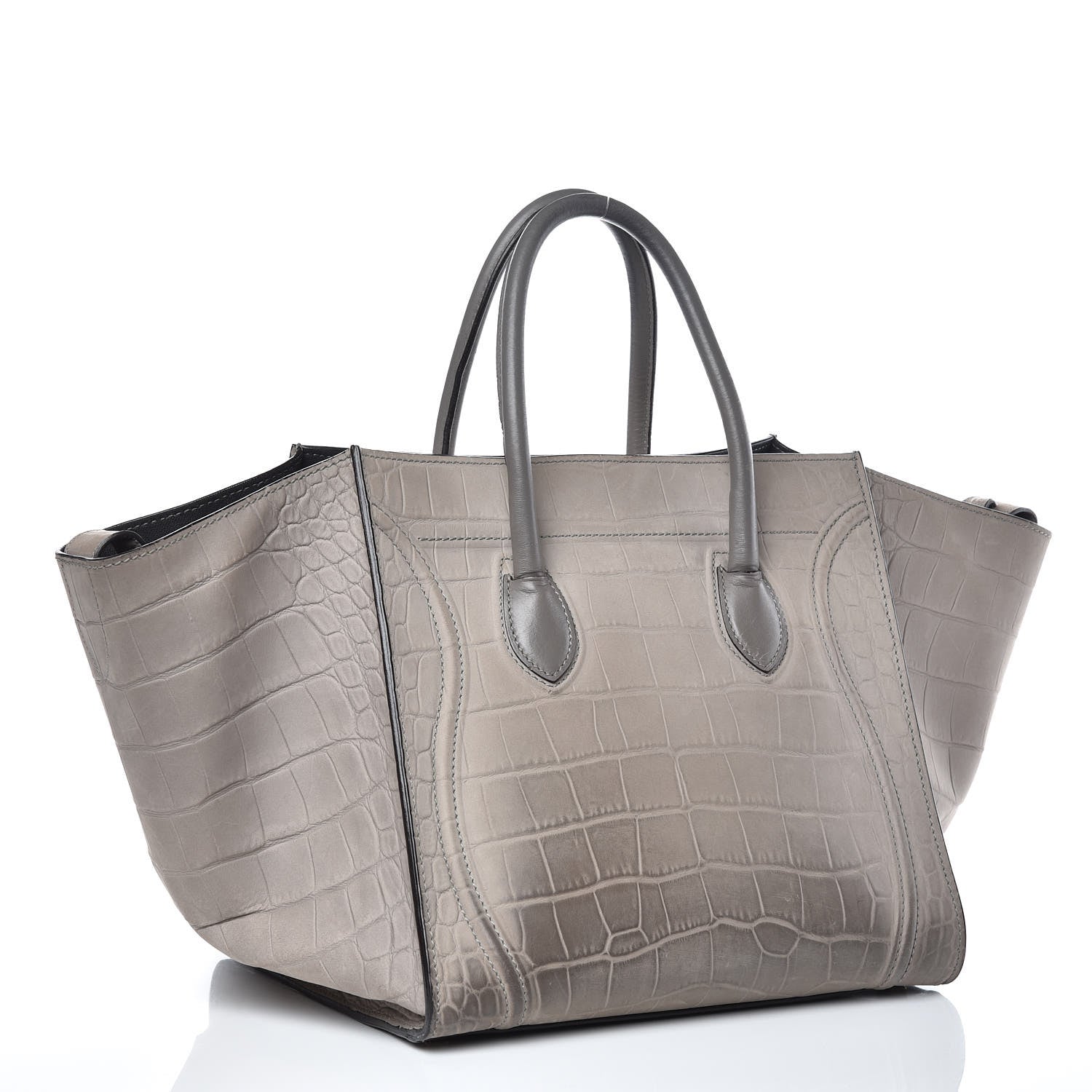 Celine Crocodile Embossed Nubuck Medium Phantom Luggage Grey 3 of 20