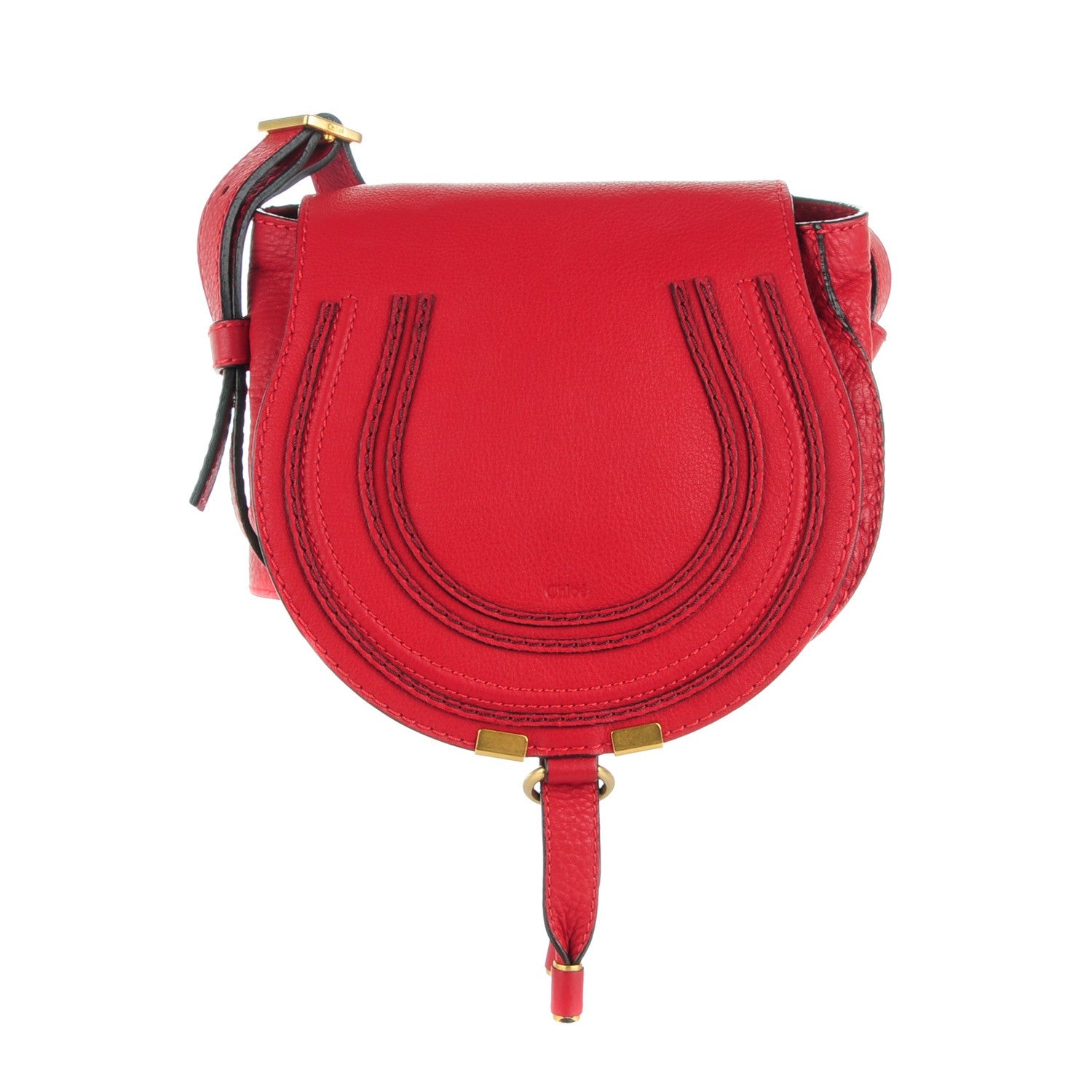 Chloe Calfskin Mini Marcie Round Crossbody Bag Red 1 of 7