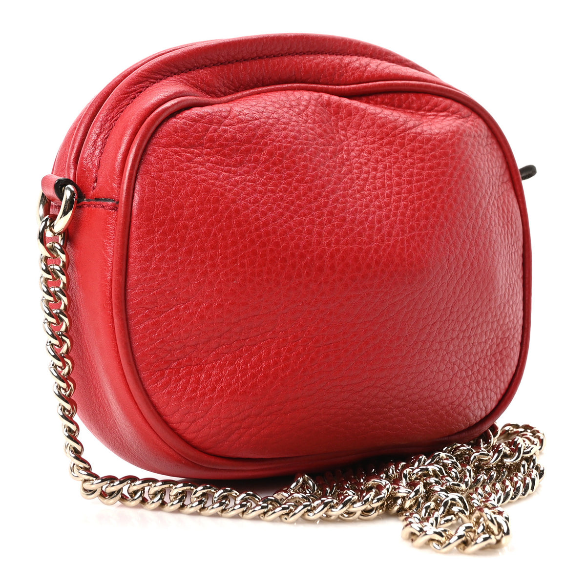 Pebbled Calfskin Mini Soho Chain Bag Tabasco Red