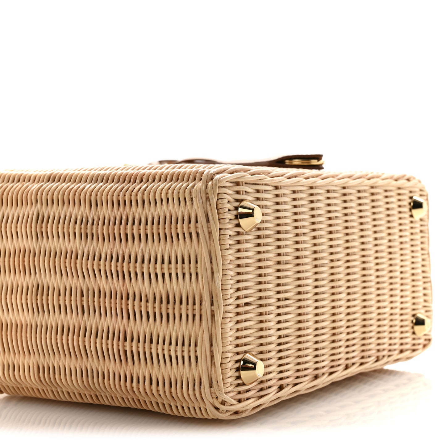 Canvas Wicker Shoulder Bag White