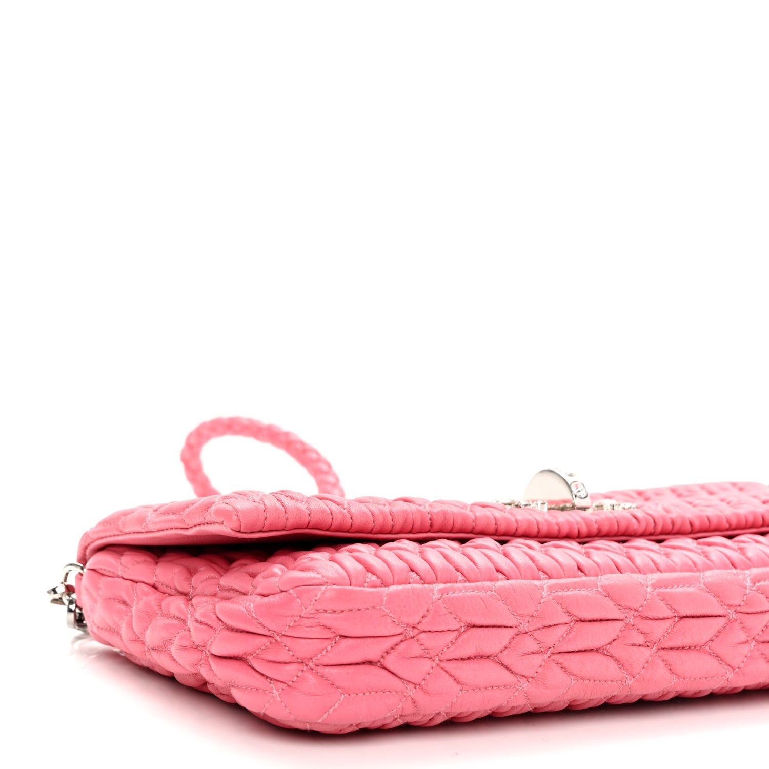 Miu Miu Nappa Matelasse Crystal Flap Clutch Geranio 8 of 10