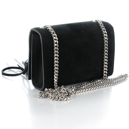 Saint Laurent Suede Fringe Chain Small Monogram Satchel Black 3 of 6