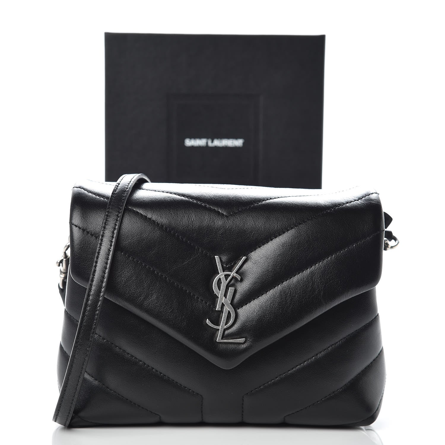 Saint Laurent Calfskin Y Quilted Monogram Toy Loulou Crossbody Bag Black 11 of 11