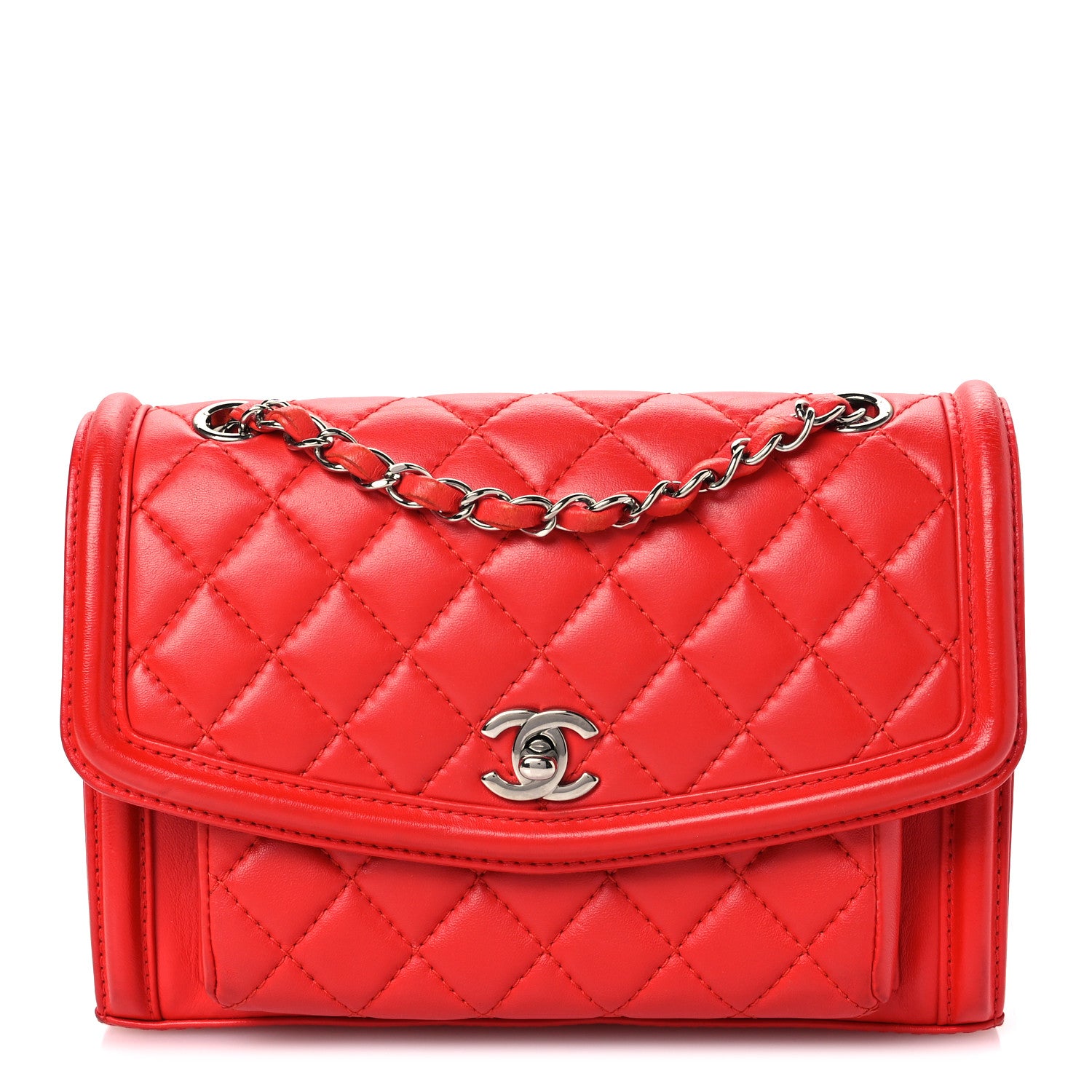 Chanel Lambskin Quilted Small Geometric Flap Red 1 of 12