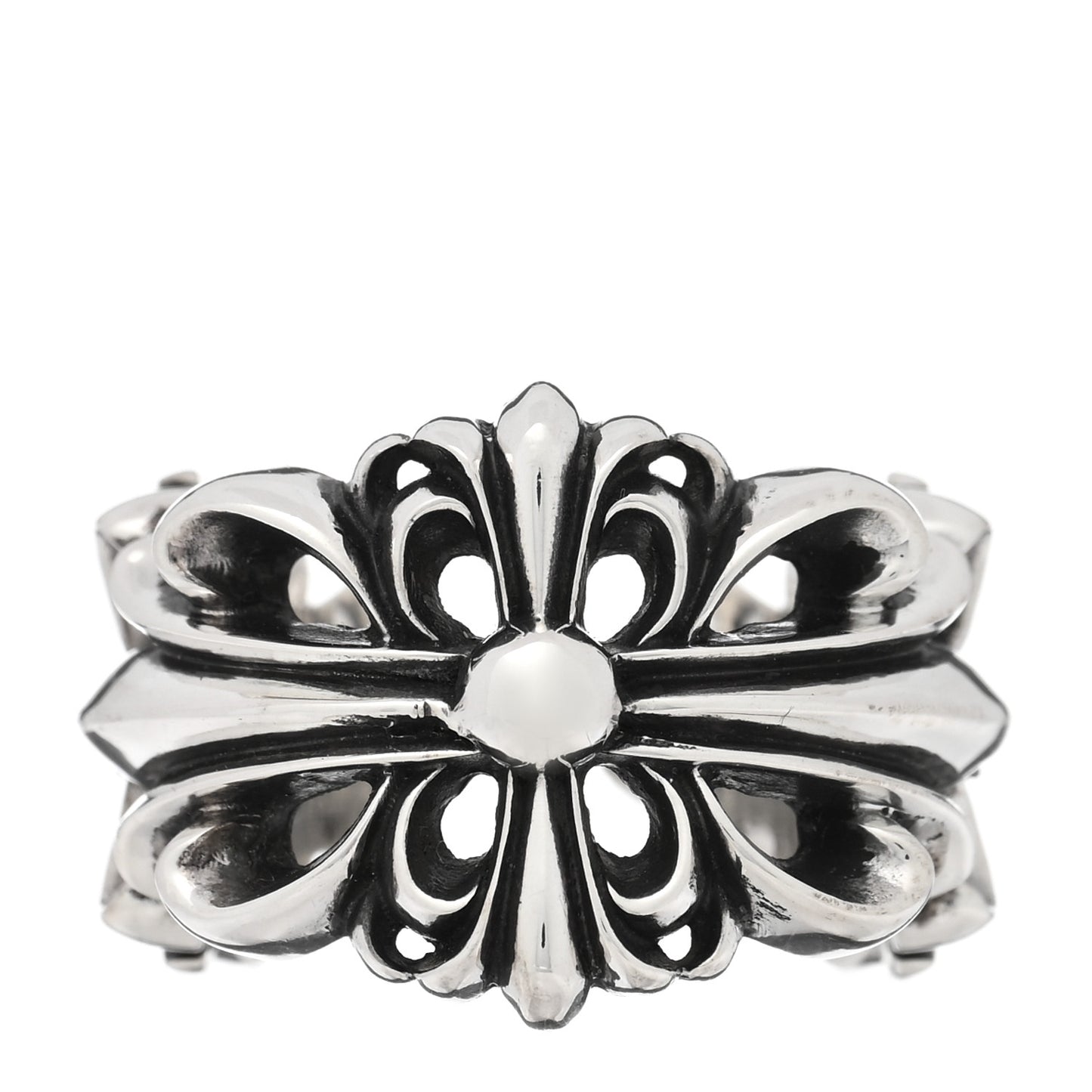 Sterling Silver Double Floral Cross Ring 55 7.25