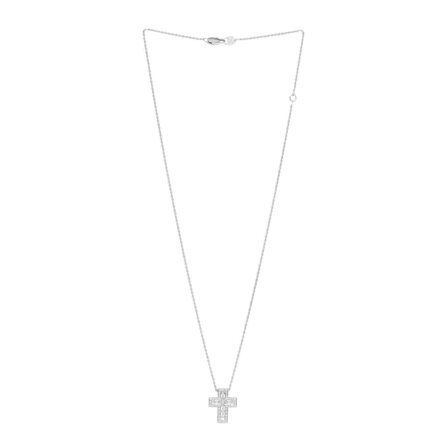 Damiani 18K White Gold Diamond Belle Epoque Cross Pendant Necklace 3 of 6