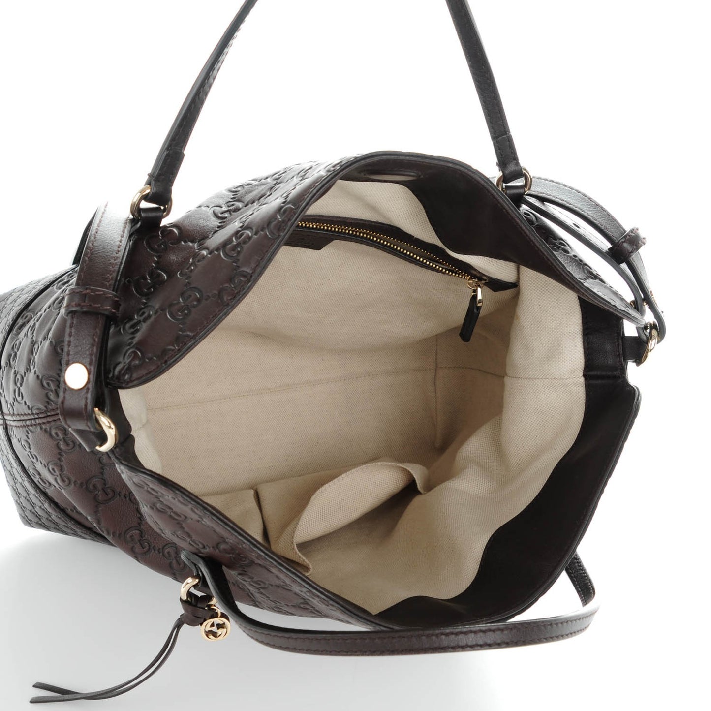 Guccissima Medium Bree Foldover Tote Chocolate