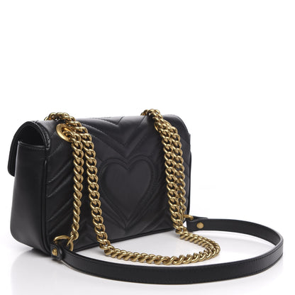 Gucci Calfskin Matelasse Mini GG Marmont Shoulder Bag Black 3 of 10