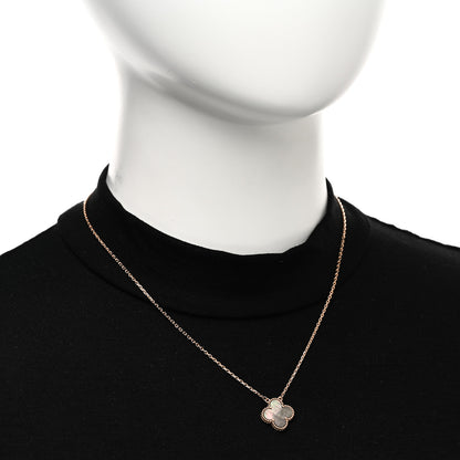 Van Cleef & Arpels 18K Rose Gold Gray Mother of Pearl Vintage Alhambra Pendant Necklace 2 of 5