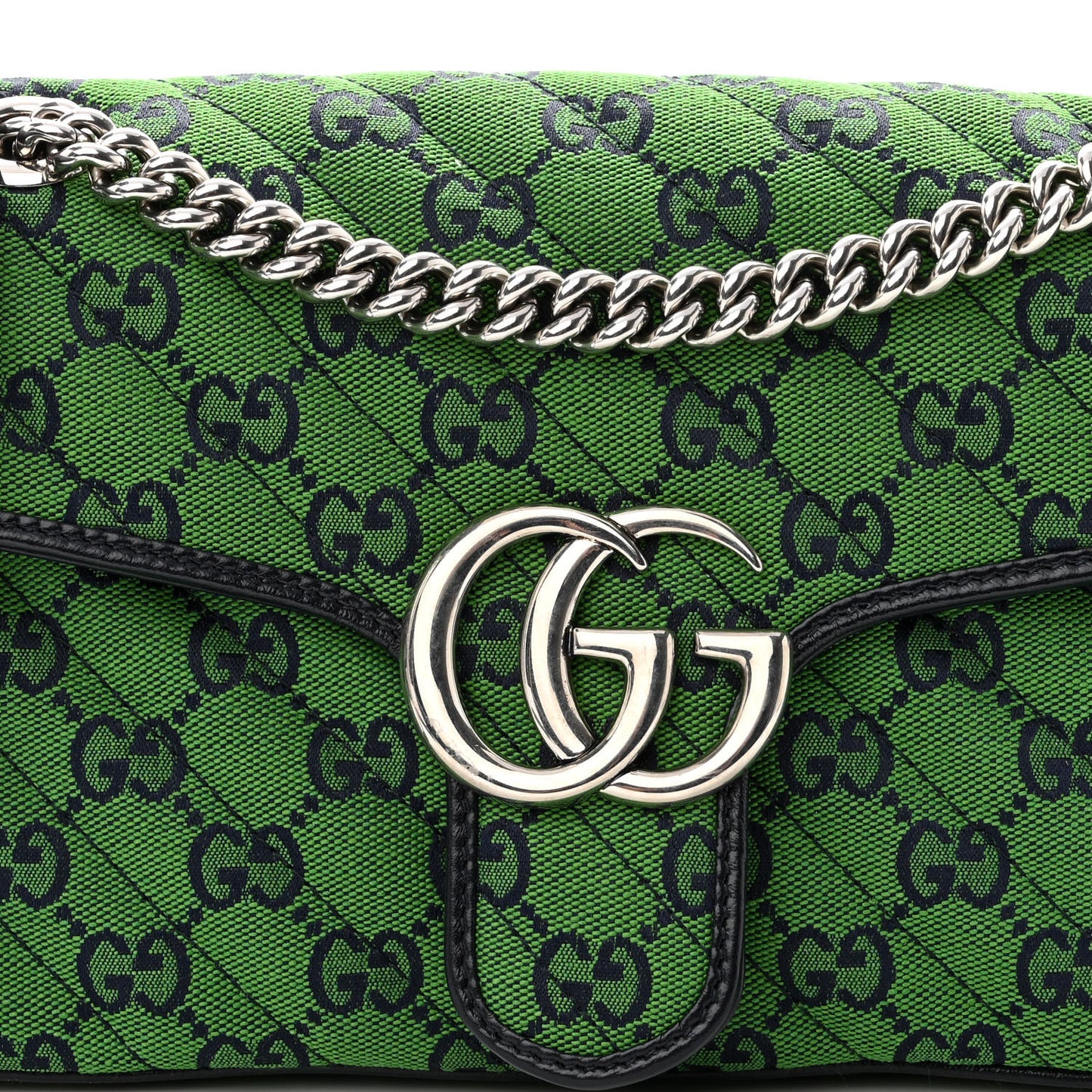 Monogram Multicolor Matelasse Diagonal Small GG Marmont Shoulder Bag Green Blue