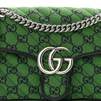 Gucci Monogram Multicolor Matelasse Diagonal Small GG Marmont Shoulder Bag Green Blue 8 of 10