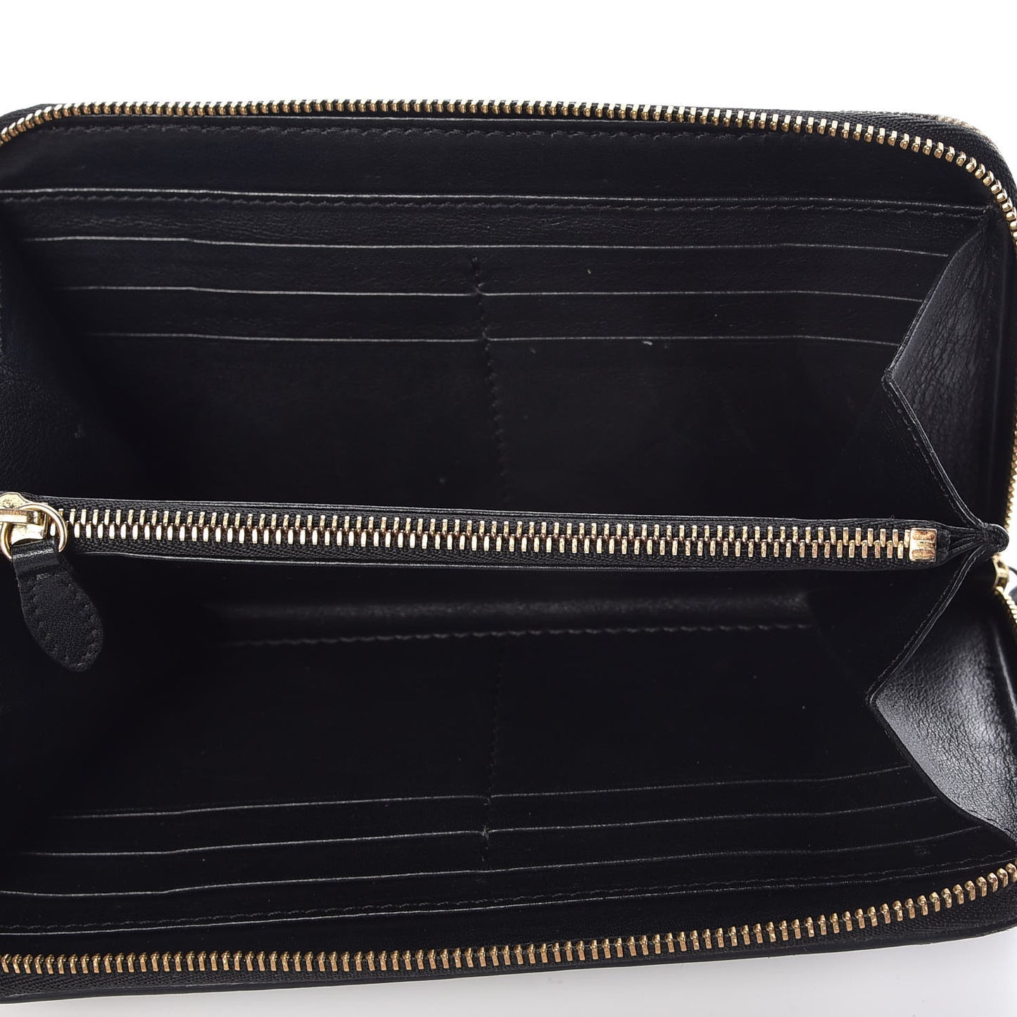 Calfskin House Check Elmore Zip Around Wallet Black