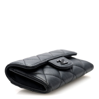 Chanel Pearly Lambskin Quilted Flap Card Holder Wallet So Black 4 of 8