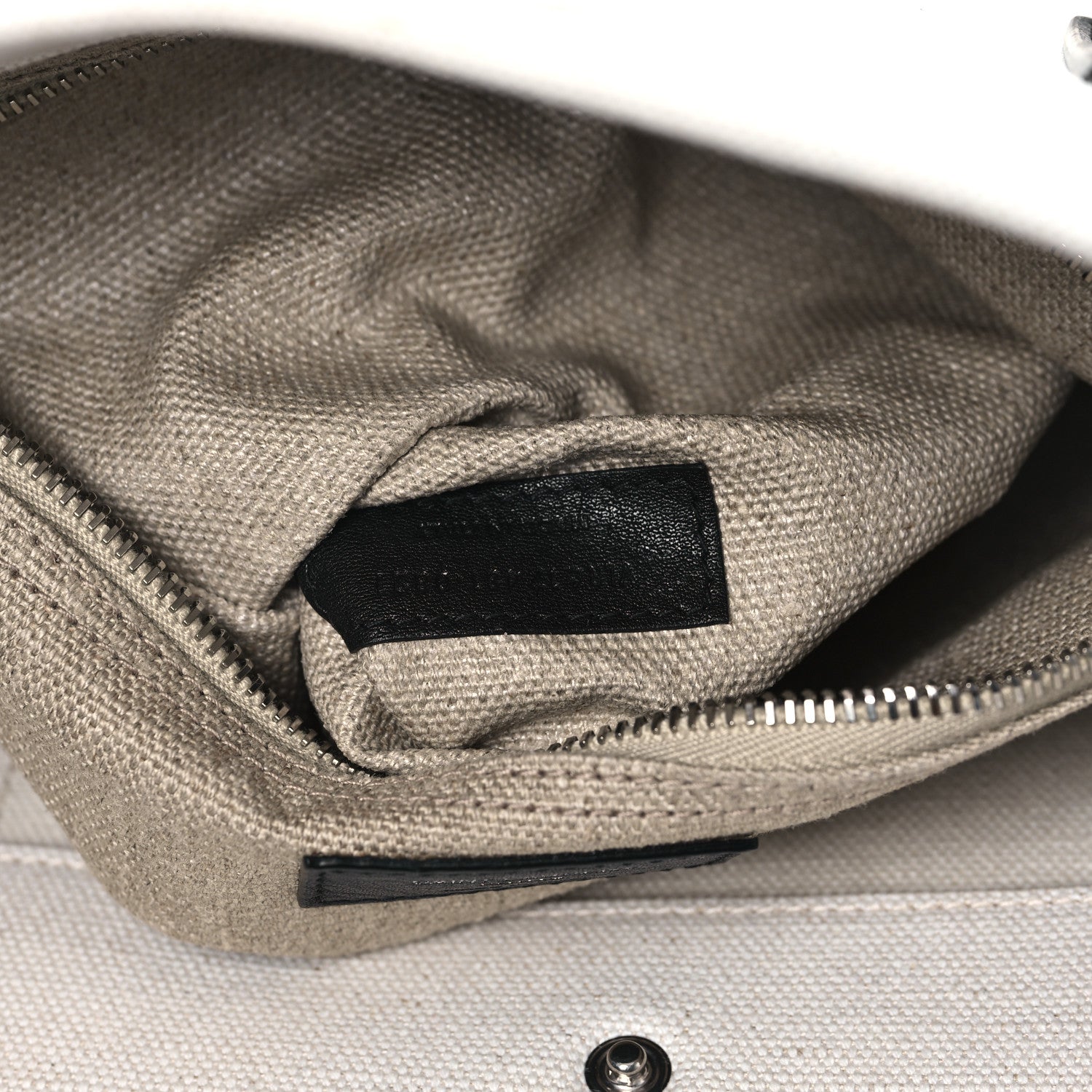 Saint Laurent Linen Calfskin Small Rive Gauche Tote Greggio Natural 7 of 13