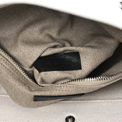 Saint Laurent Linen Calfskin Small Rive Gauche Tote Greggio Natural 7 of 13