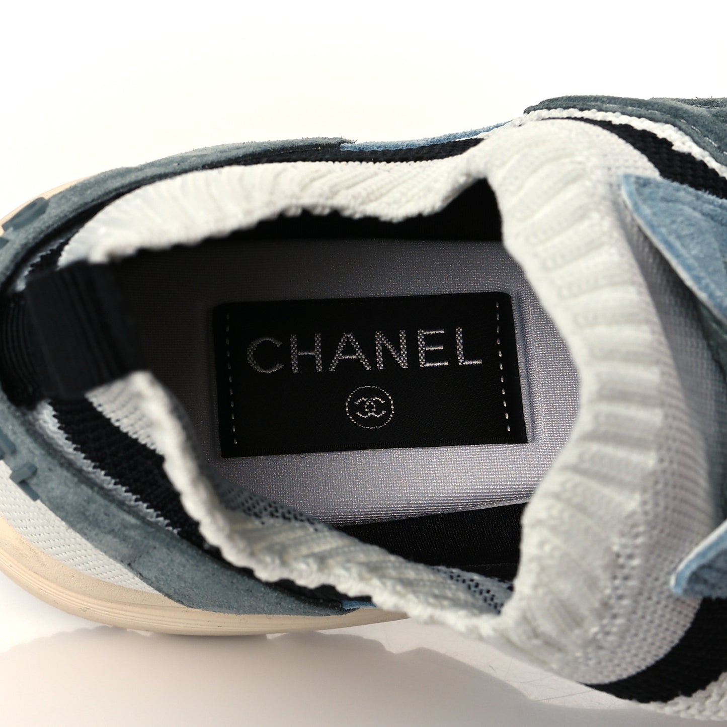 Mesh Suede Fabric Womens CC Sneakers 39.5 Blue Black White