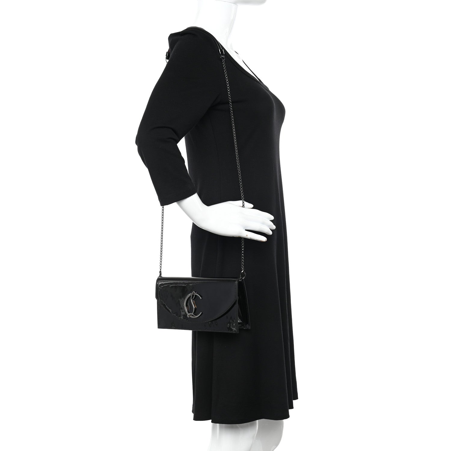 Christian Louboutin Patent Calfskin Loubi54 Crossbody Clutch Black 2 of 11