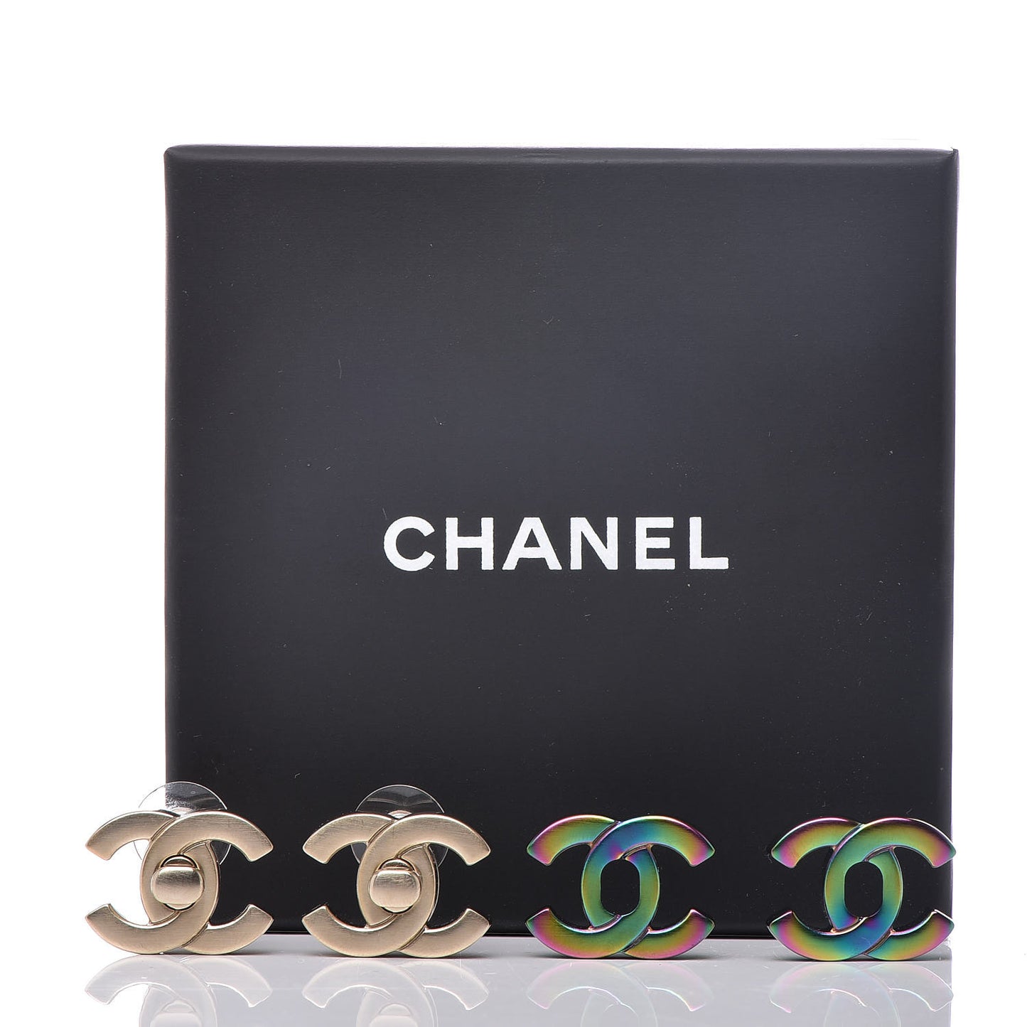 CC Turnlock Interchangeable Earrings Gold Iridescent