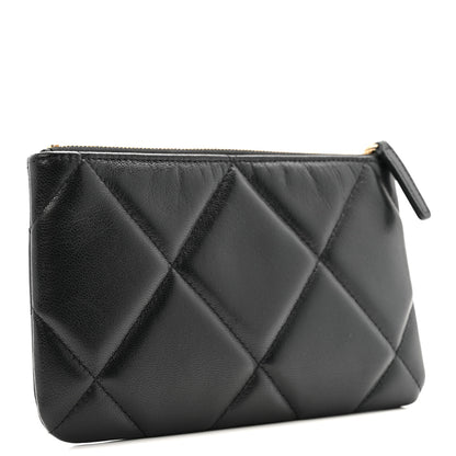 Chanel Shiny Goatskin Quilted Small Chanel 19 Pouch Black 3 of 12