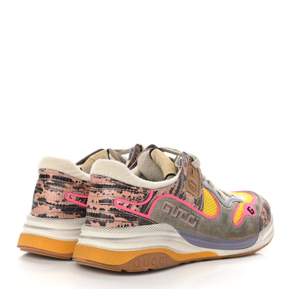 Gucci Suede Calfskin Tejus Printed Womens Ultrapace Sneakers 42 Pink Silver Oatmeal Yolk 4 of 7