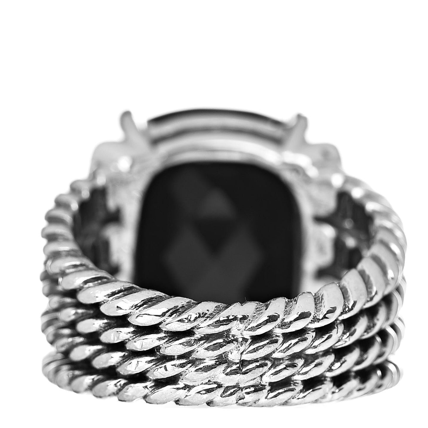 Sterling Silver Diamond Black Onyx 16mm Wheaton Ring 51 5.75